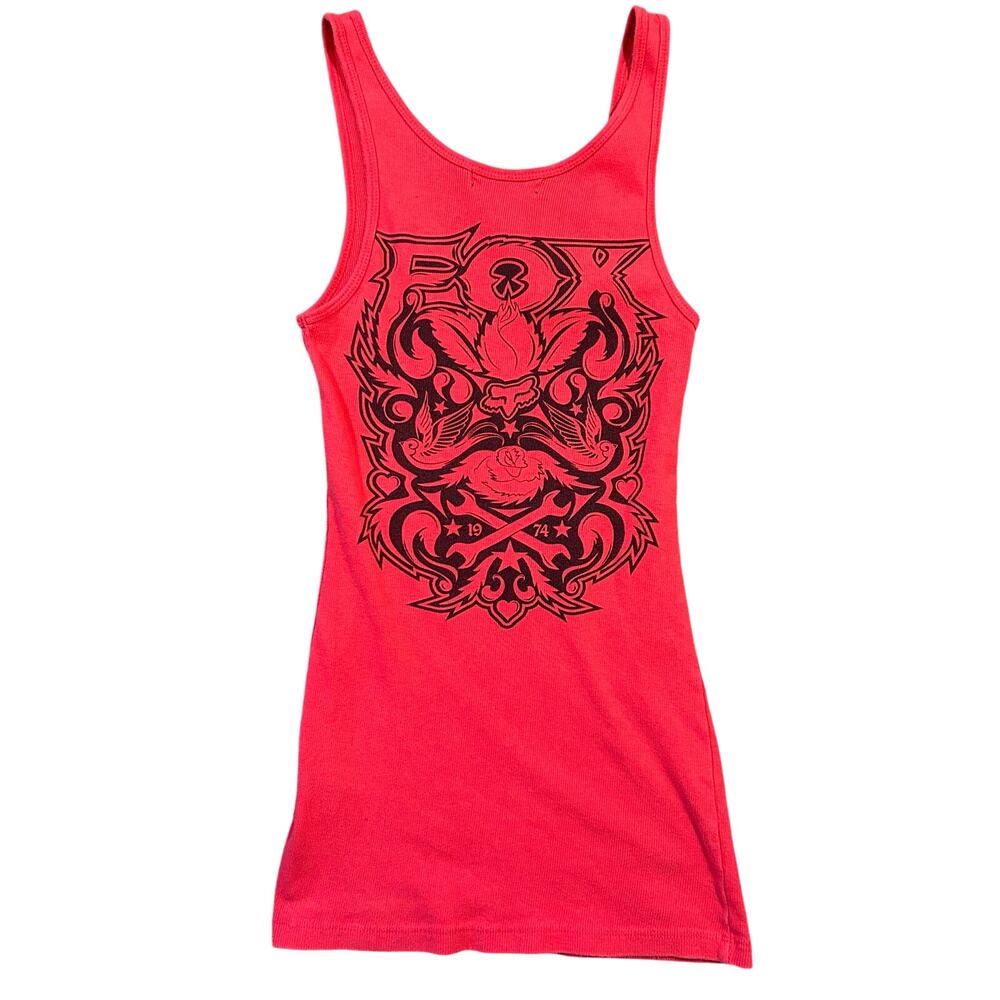 Vintage Y2K Fox Racing Tank Top Women’s Size Large Grunge Graphic Pink - Picture 4 of 5